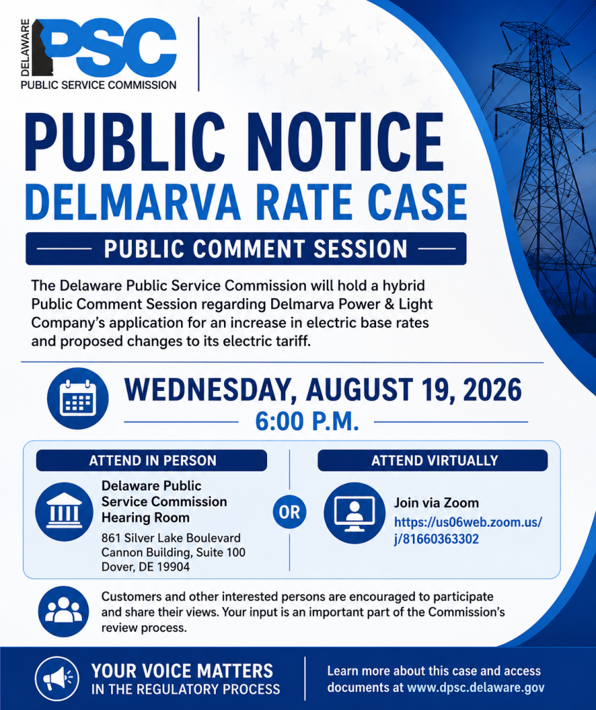 Public Notice of Delmarva Rate Case Public Comment Session